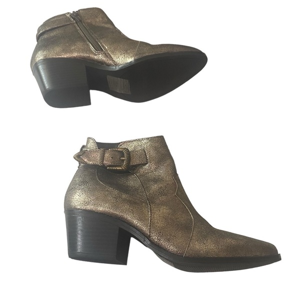 QUPID - SIZE 7 - BRONZE ANKLE BOOTIES - I SIDE ZIP - WESTERN FLARE BUCKLE - S3 - Picture 14 of 15